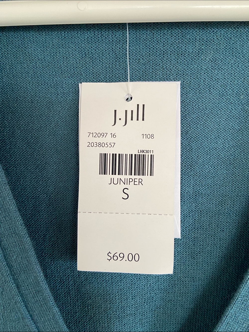 J. Jill Teal Button-Front V-Neck Cropped Cardigan - Picture 3 of 5